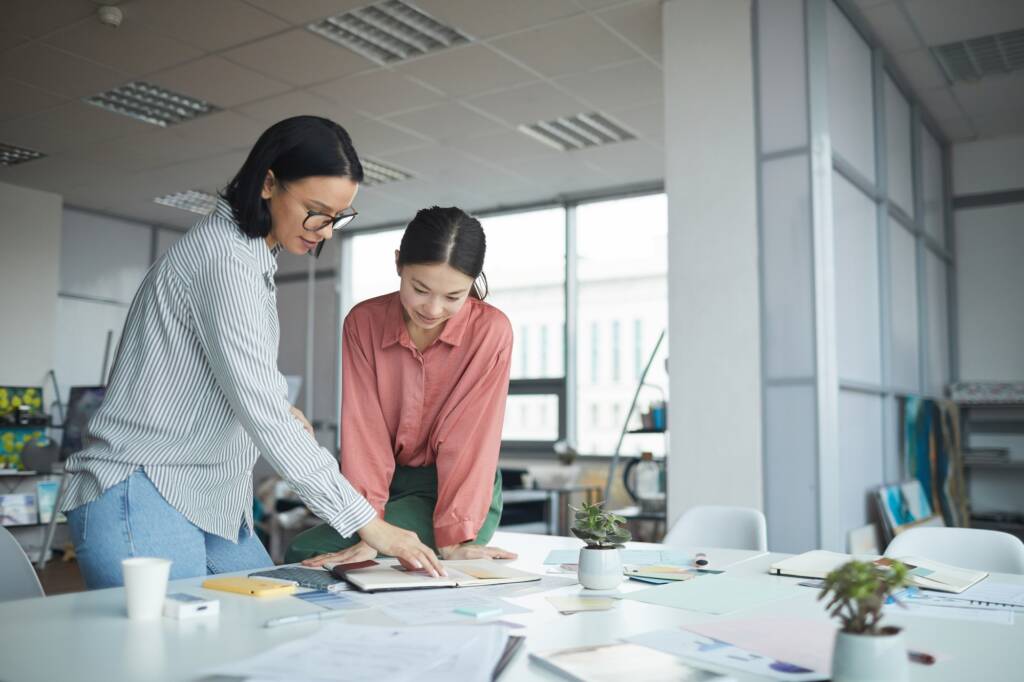 Young businesswomen working in team